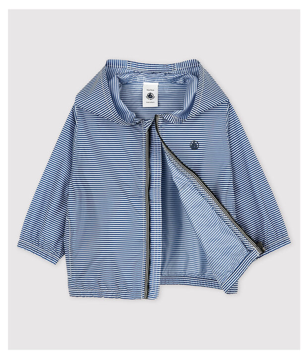 Baby-Windjacke aus recyceltem Polyamid M&auml;dchen/Jungen blau/weiss