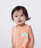 Ärmelloser Baby-Kurzoverall aus Baumwoll-Frottee mit Sonnenmuster orange ABRICOT/ MARSHMALLOW