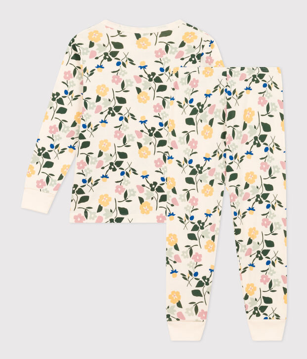 Kinderpyjama aus Baumwolle mit Blumenmuster naturfarben/vielfarbig