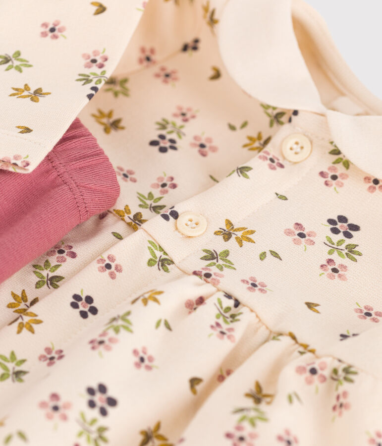 Baby-Kleid und Leggings aus Baumwolle naturfarben/vielfarbig