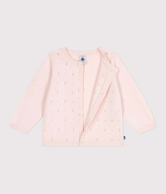 Baby-Cardigan aus Baumwolle mit Zierstrick rosa FLEUR