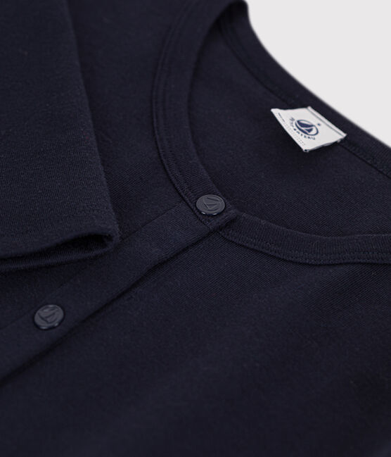 Damen-Cardigan aus Baumwolle mit Druckknöpfen blau SMOKING