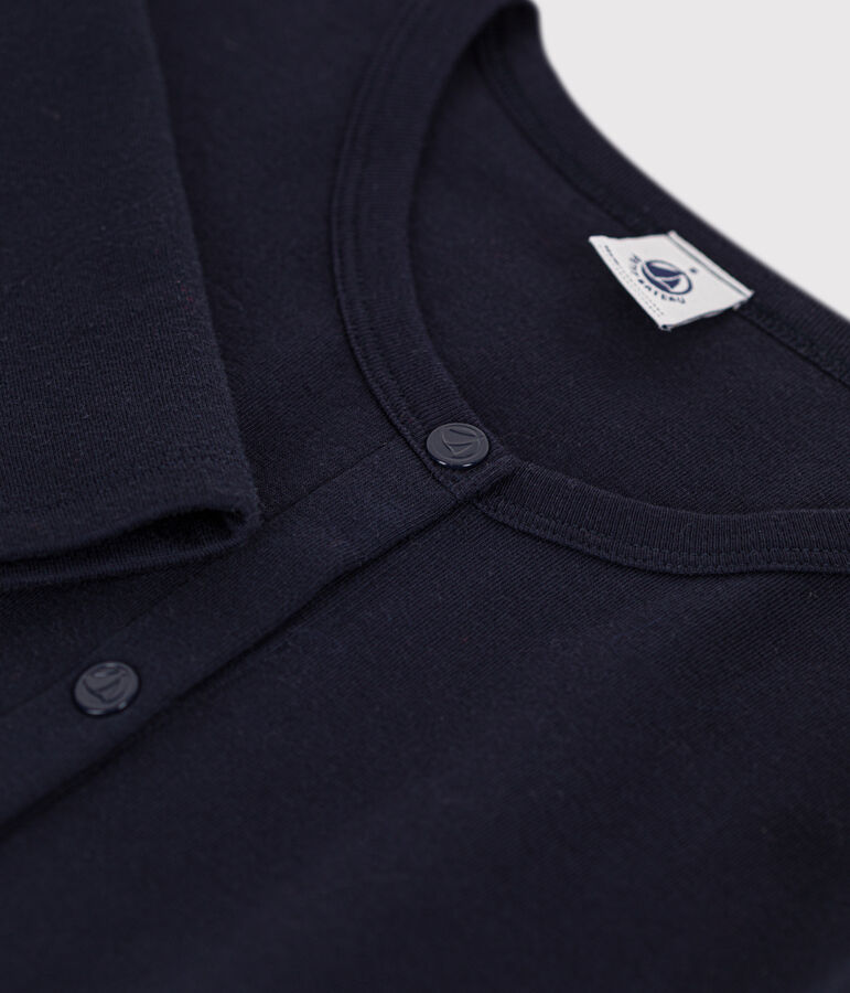 Damen-Cardigan aus Baumwolle mit Druckkn&ouml;pfen blau