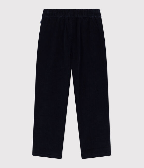 Kinder-Hose mit geradem Schnitt aus einfarbigem Fein-Cord blau SMOKING