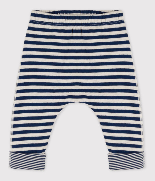 Gestreifte Baby-Hose aus Doppeljersey blau/beige