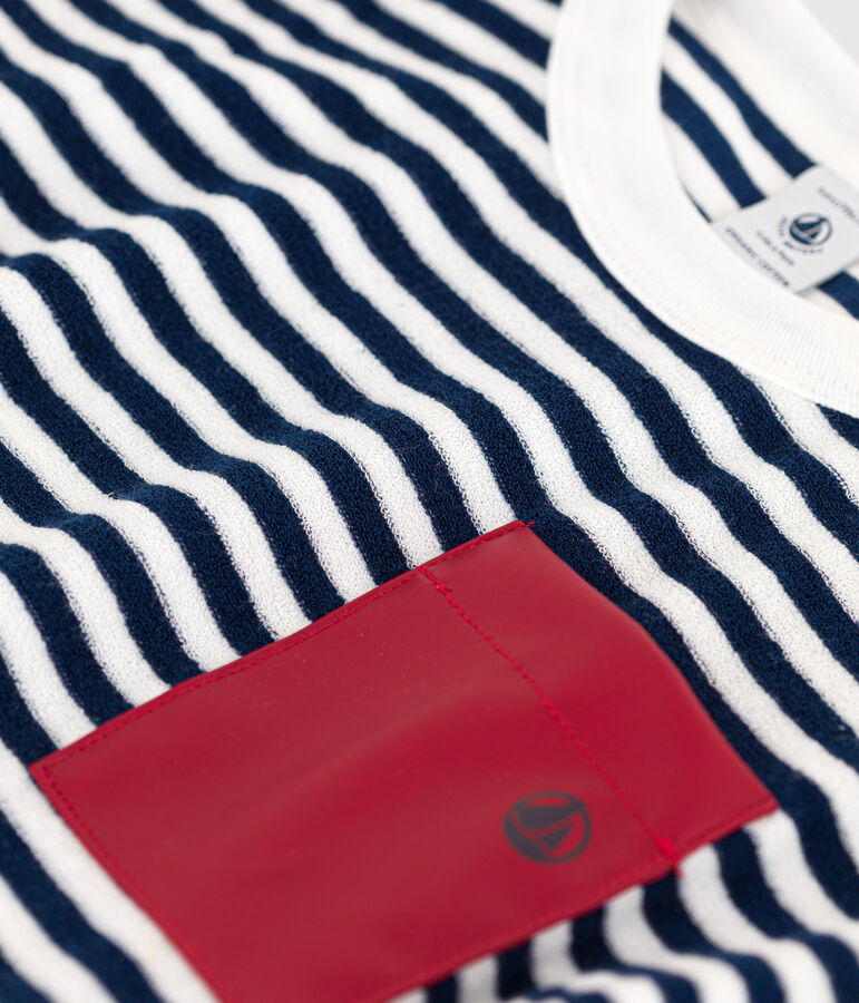 Gestreiftes Kinder-T-Shirt aus Frottee f&uuml;r Jungen blau/weiss