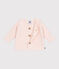Baby-Cardigan kraus rechts gestrickt aus Baumwolle rosa FLEUR