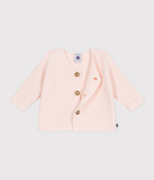 Baby-Cardigan kraus rechts gestrickt aus Baumwolle FLEUR