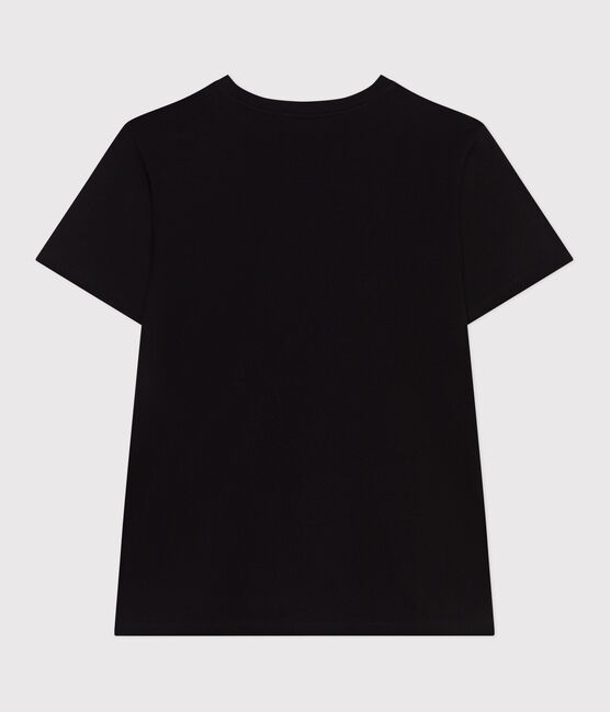 Damen T-Shirt Le Droit aus einfarbiger Baumwolle schwarz BLACK