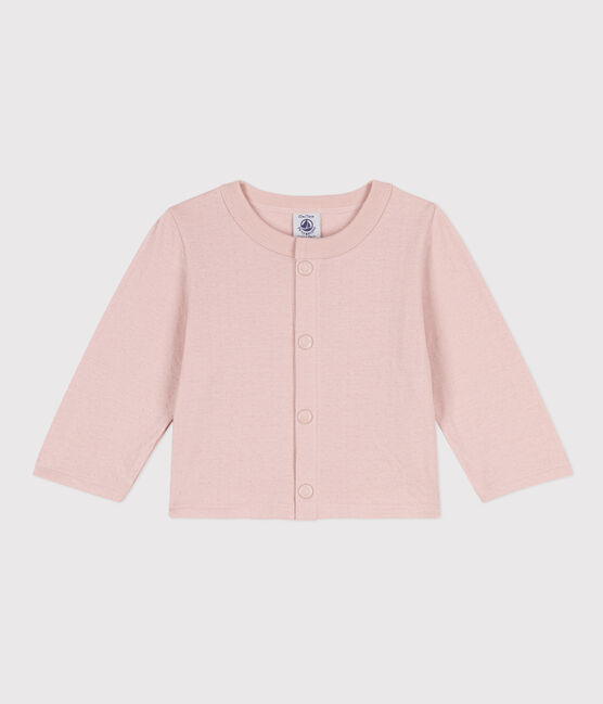 Baby-Cardigan aus einfarbigem Doppeljersey rosa SALINE