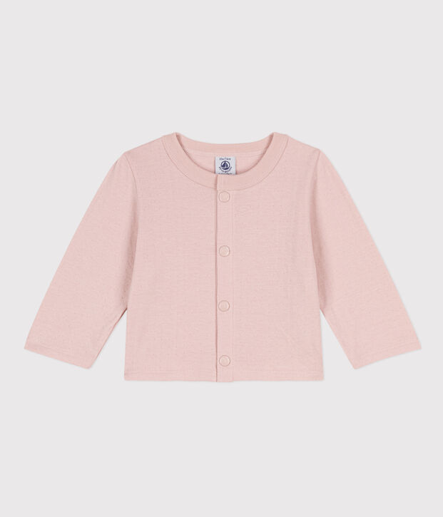 Baby-Cardigan aus einfarbigem Doppeljersey rosa