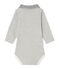 Baby-Jungen-Body mit Milleraies-Ringelmuster grau SUBWAY/beige COQUILLE