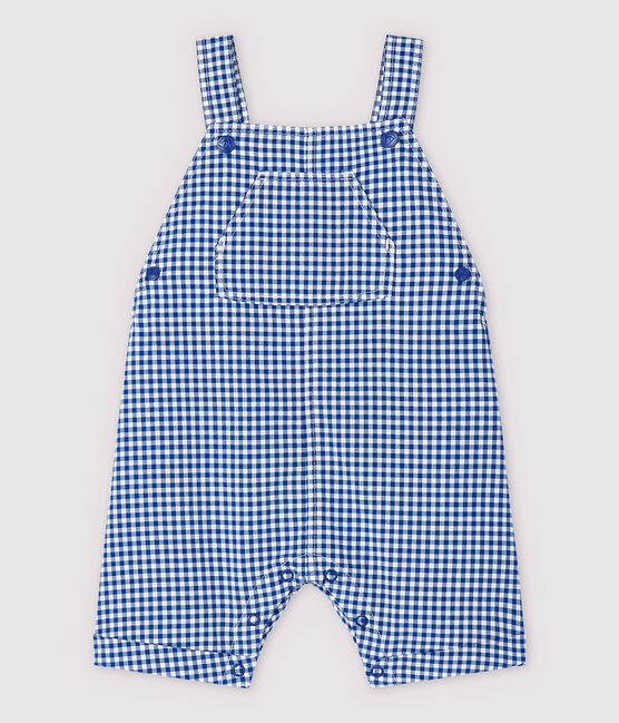 Kurze Baby-Latzhose aus Cotton Rich-Material für Jungen blau SURF/weiss MARSHMALLOW