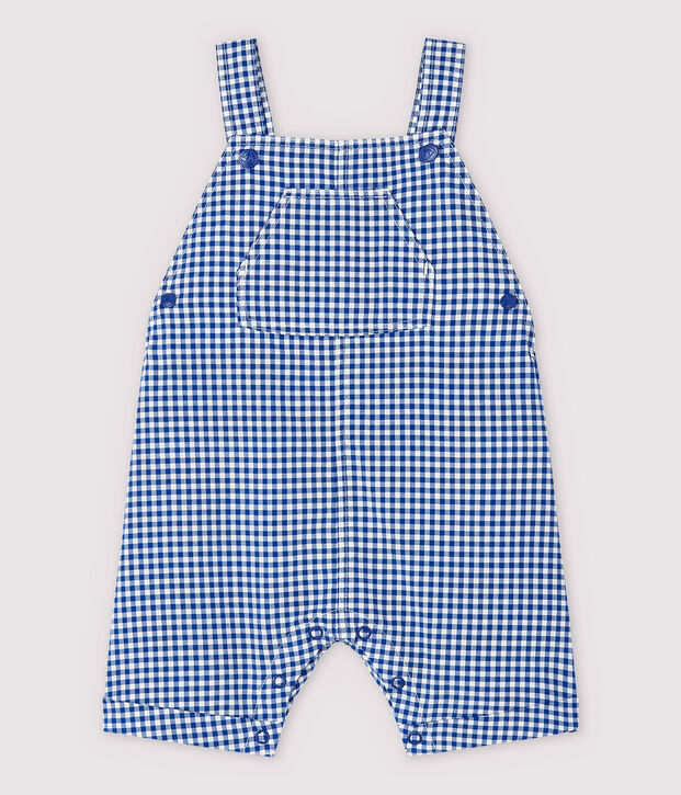 Kurze Baby-Latzhose aus Cotton Rich-Material f&uuml;r Jungen blau/weiss