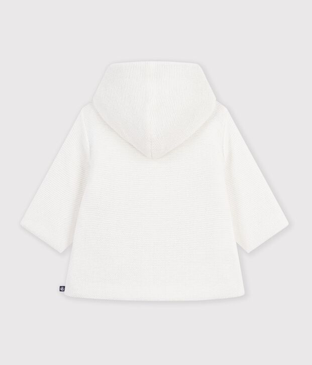 Wattierte Baby-Jacke aus Strick mit Ringelstreifen-Futter weiss