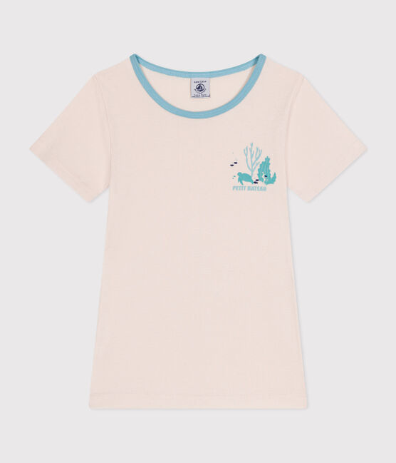 Kurzärmeliges T-Shirt für Kinder aus Baumwolle beige PANACOTTA