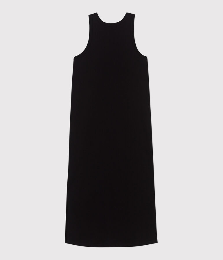 Damen Tanktop-Kleid in Midil&auml;nge aus Baumwolle schwarz
