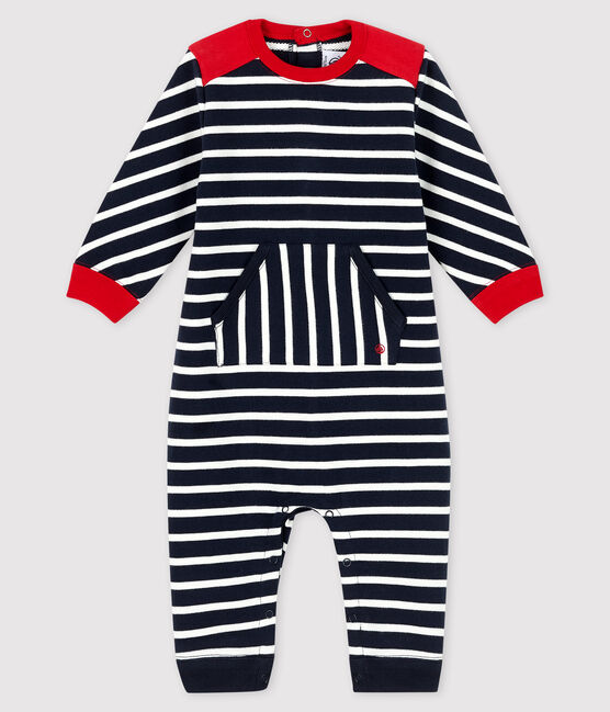 Langer Baby-Overall für Jungen blau SMOKING/weiss MARSHMALLOW
