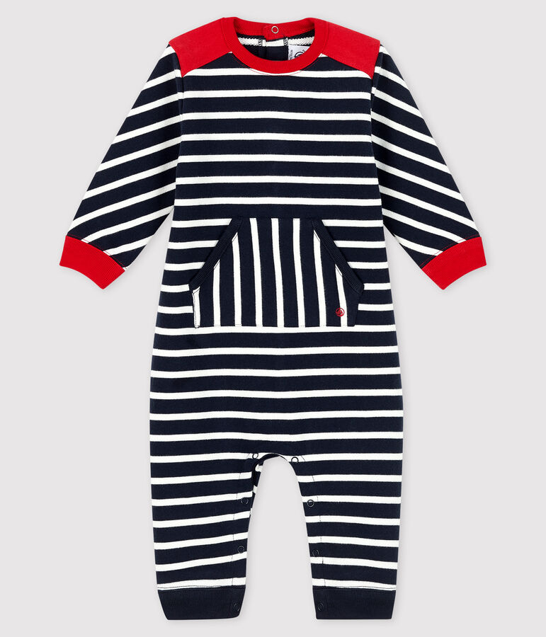 Langer Baby-Overall f&uuml;r Jungen blau/weiss
