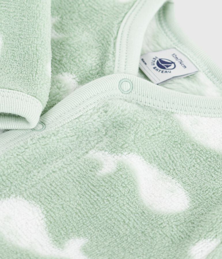Baby Fleece-Pyjama zum &Uuml;berziehen mit Wal-Motiv. gr&uuml;n/weiss