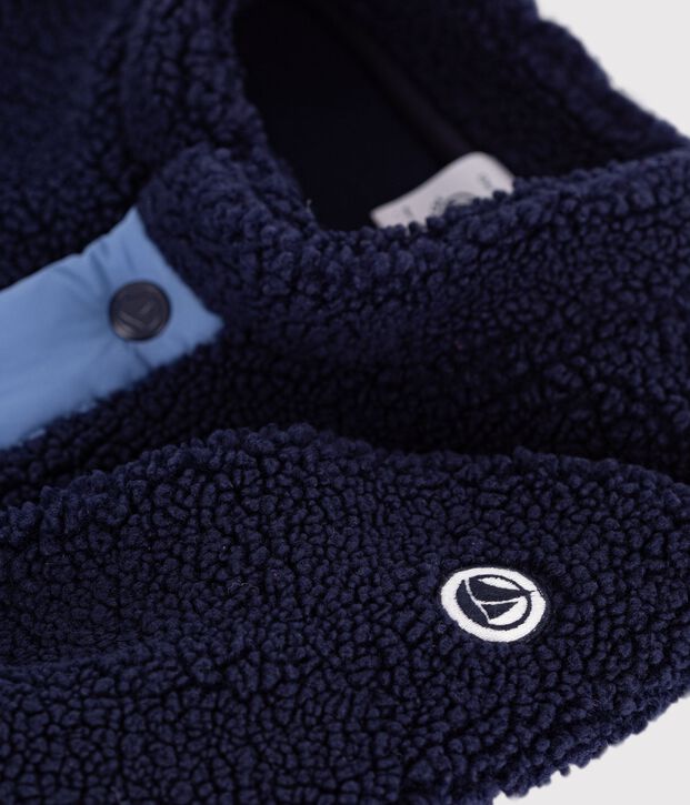 Wattierter Baby-Mantel aus einfarbigem Sherpa blau/vielfarbig