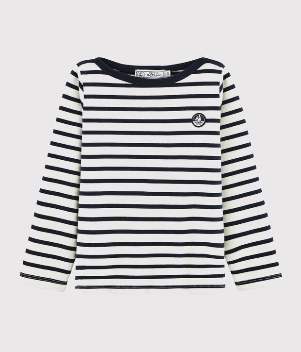 Kinder-Marineshirt aus Jersey M&auml;dchen - Jungen weiss/blau