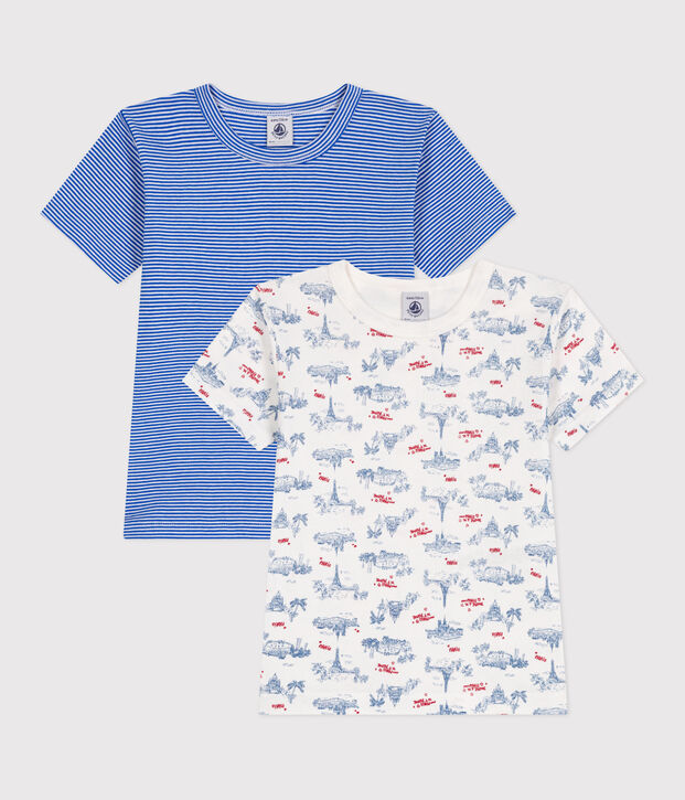 2er-Set kurz&auml;rmelige Kinder-T-Shirts aus Baumwolle mit Paris-Motiv vielfarbig