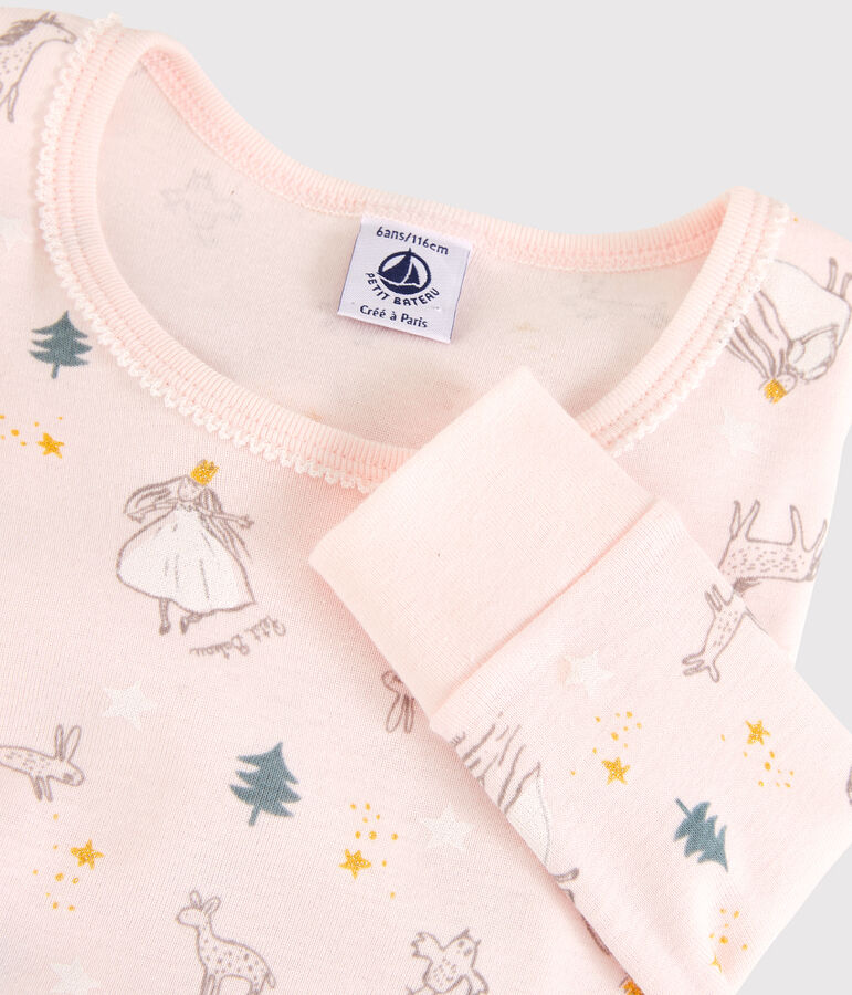 Snugfit-Kinderpyjama aus Baumwolle mit Prinzessinen-Print f&uuml;r M&auml;dchen rosa/vielfarbig