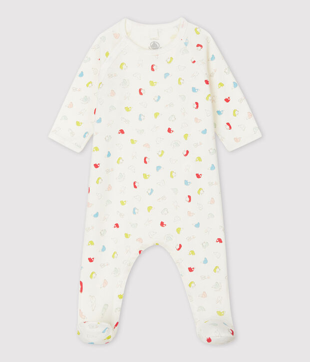 Baby-Strampler aus Bio-Baumwolle mit buntem Welpen-Motiv weiss/vielfarbig