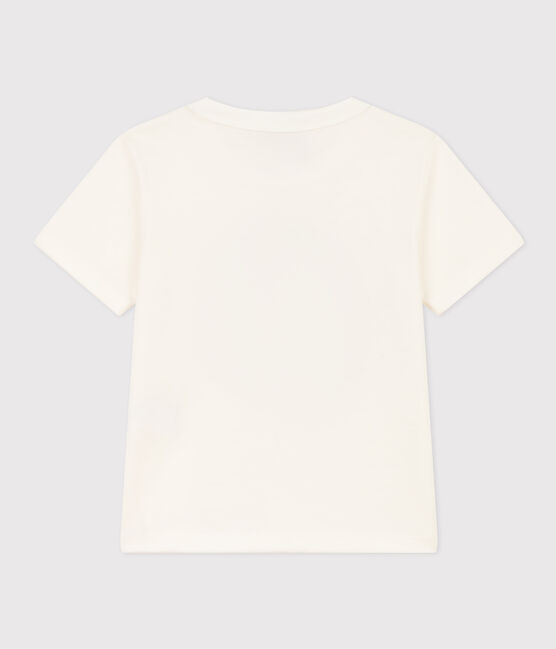 Kurzärmeliges T-Shirt aus Baumwolle für Kinder Mädchen/Jungen weiss MARSHMALLOW