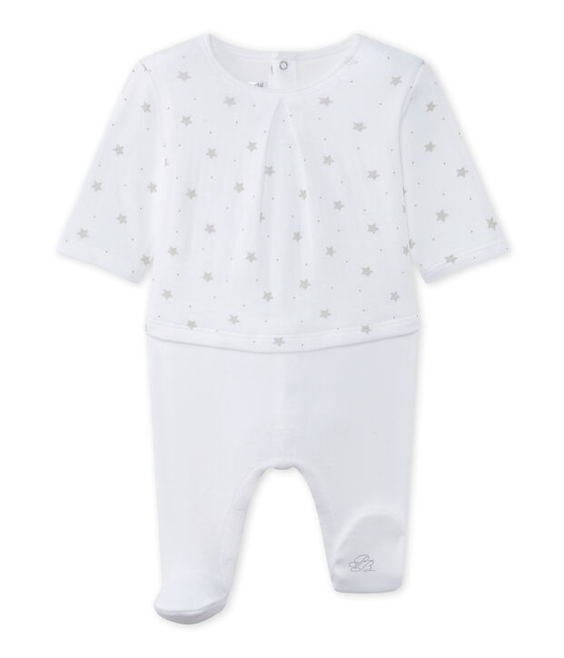 Unisex-Baby-Overall im Materialmix weiss/braun