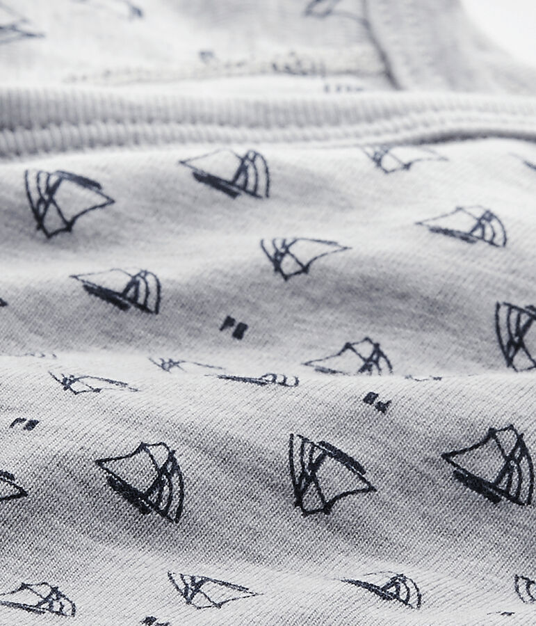 Bedruckter Baby-Jungen-Wickelbody mit langen &Auml;rmeln grau/blau