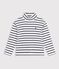 Kinder-Rollkragenshirt aus Baumwolle mit Streifen weiss/blau