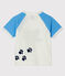 Kurzärmeliges Baby-T-Shirt für Jungen weiss MARSHMALLOW/blau JASMIN