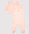 2-teiliges Baby-Ensemble aus Rippstrick rosa FLEUR/rosa GEISHA