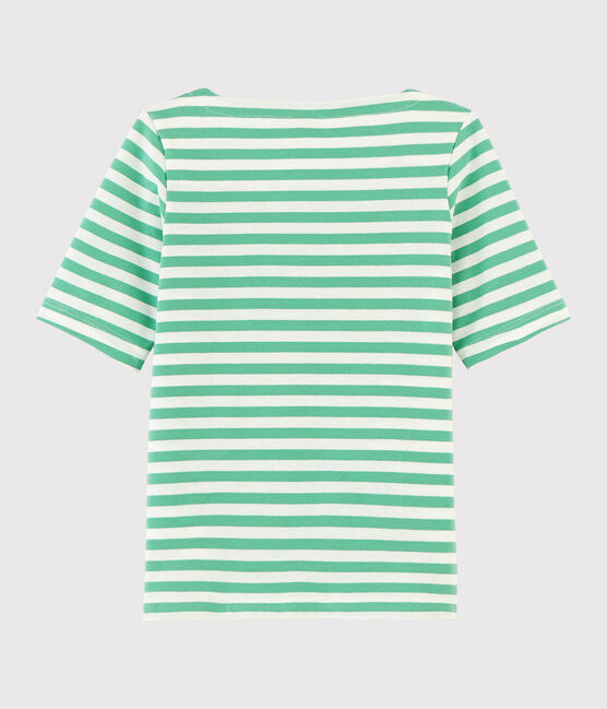 Kurzärmeliges Kinder-T-Shirt aus Jersey für Mädchen grün ALOEVERA/weiss MARSHMALLOW