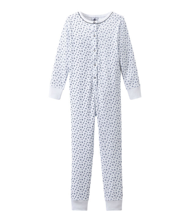 M&auml;dchen-Schlafanzug mit Druckmotiv weiss/blau