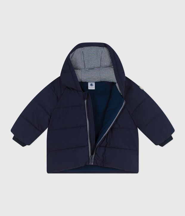 Baby-Winterjacke aus einfarbigem Polyester blau