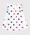 Kurzärmeliges Baby-Kleid aus Baumwolle mit integriertem Body und dreifarbigem Herzmotiv weiss MARSHMALLOW/weiss MULTICO