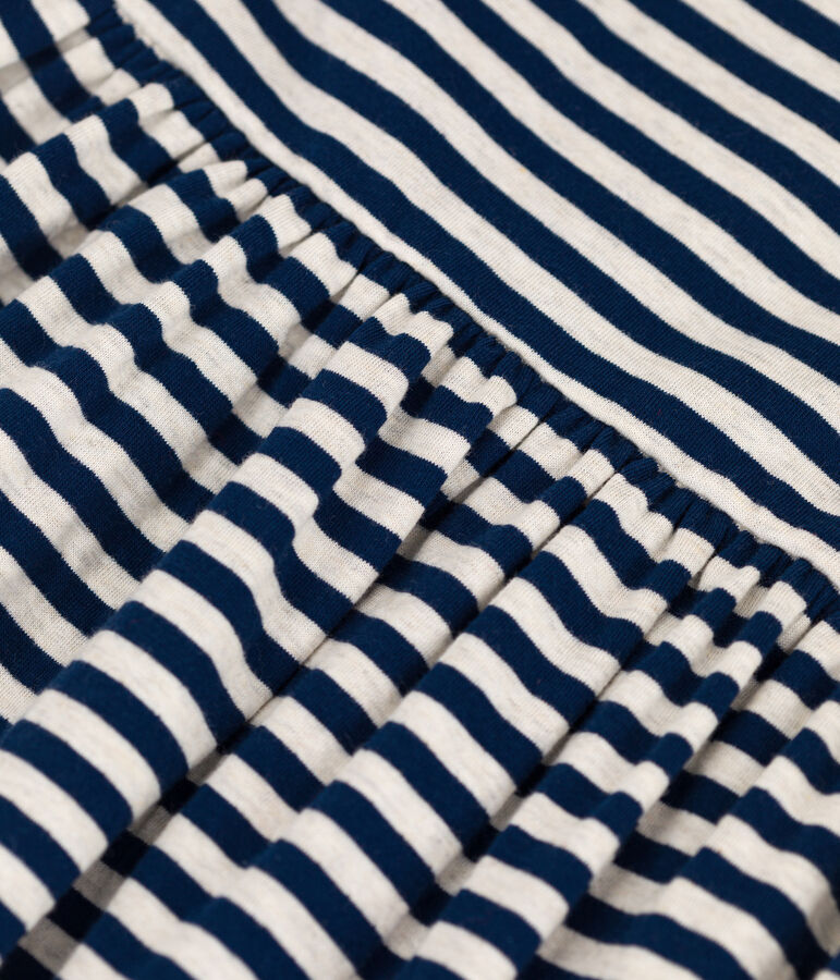 Gestreiftes Kinderkleid mit 3/4-&Auml;rmeln f&uuml;r M&auml;dchen blau MEDIEVAL/ MONTELIMAR