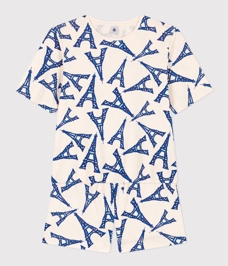 Kurzpyjama aus Baumwolle f&uuml;r Damen naturfarben/vielfarbig