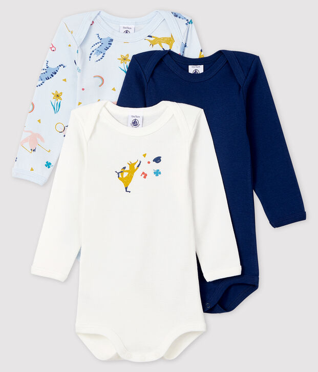 3er-Set lang&auml;rmlige Baby-Bodys f&uuml;r Jungen vielfarbig