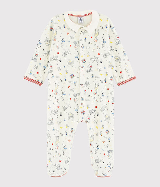 Baby-Strampler aus Nicki für Jungen weiss MARSHMALLOW/weiss MULTICO