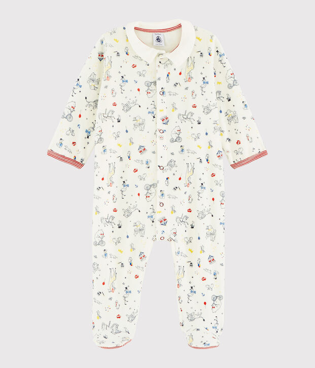 Baby-Strampler aus Nicki f&uuml;r Jungen weiss/vielfarbig