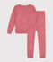 Damen-Pyjama aus aufgerautem einfarbigen Frottee rosa ROSEWOOD