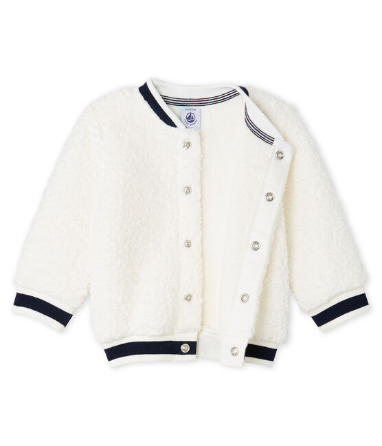 Unisex-Baby-Cardigan aus Sherpa in Schaffelloptik weiss MARSHMALLOW