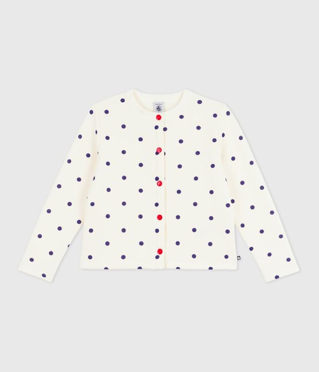 Kinder-Cardigan aus Baumwolle mit P&uuml;nktchen blau/blau
