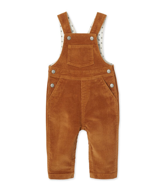 Baby-Jungen-Latzhose aus Stretch-Nicki braun CUIVRE