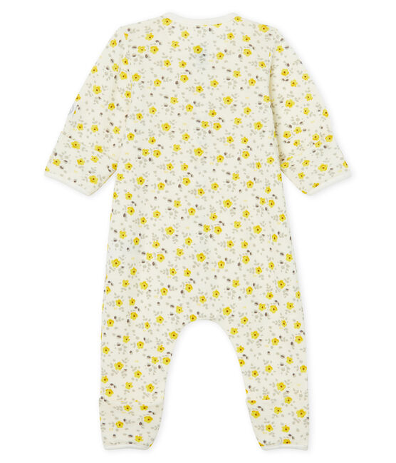 Langer Baby-Overall aus Wolle und Baumwolle weiss MARSHMALLOW/weiss MULTICO