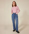 Langärmeliges Damen-T-Shirt "L'Iconique" mit Mäusezähnchenkante aus einfarbigem Rippstrick rosa ROSELINE CHINE